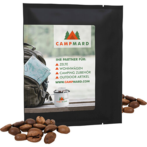 CoffeeBag - Fairtrade - Schwarz , schwarz, Papier, 12,00cm x 0,90cm x 10,00cm (Länge x Höhe x Breite), Bild 1