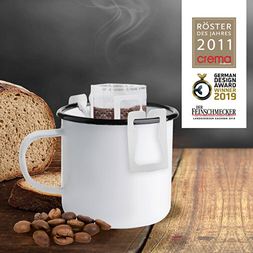 CoffeeBag - Fairtrade - Weiß , weiß, Papier, 12,00cm x 0,90cm x 10,00cm (Länge x Höhe x Breite), Bild 4