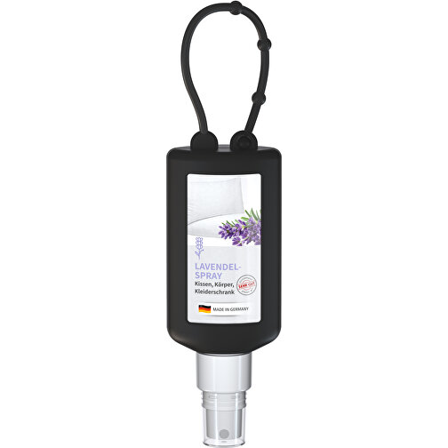 Lavendel-Spray, 50 Ml Bumper (schwarz), Body Label (R-PET) , schwarz, Kunststoff (100% recycelt), Folie, Silikon, 2,20cm x 14,00cm x 4,70cm (Länge x Höhe x Breite), Bild 1