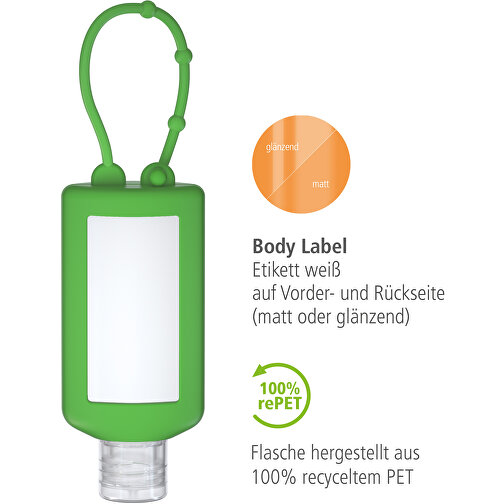 Duschgel Rosmarin-Ingwer, 50 Ml Bumper Grün, Body Label , grün, Kunststoff (100% recycelt), Folie, Silikon, 2,20cm x 12,00cm x 4,70cm (Länge x Höhe x Breite), Bild 3