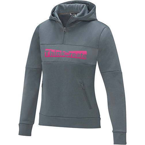 Sayan Kapuzenpullover Mit Halbem Reißverschluss Für Damen , stahlgrau, Strick 85% Polyester, 15% Sorona®, 350 g/m2, Contrast fabric, 280T ripstop  100% Nylon, 72 g/m2, XL, , Bild 2