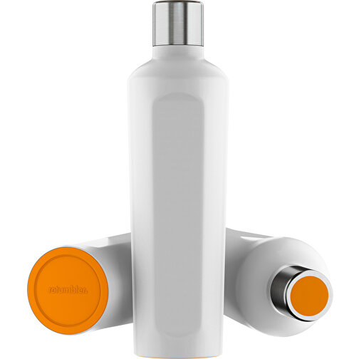 Thermotrinkflasche RETUMBLER-mySTEELONE , Retumbler, weiss / orange, Edelstahl, Kunststoff, Silikon, 7,75cm x 29,35cm x 8,87cm (Länge x Höhe x Breite), Bild 1