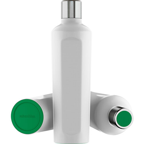 Thermotrinkflasche RETUMBLER-mySTEELONE , Retumbler, weiß / grün, Edelstahl, Kunststoff, Silikon, 7,75cm x 29,35cm x 8,87cm (Länge x Höhe x Breite), Bild 1