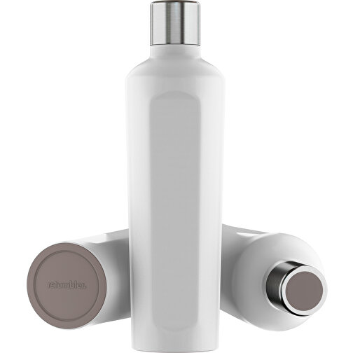 Thermotrinkflasche RETUMBLER-mySTEELONE , Retumbler, weiß / braun, Edelstahl, Kunststoff, Silikon, 7,75cm x 29,35cm x 8,87cm (Länge x Höhe x Breite), Bild 1