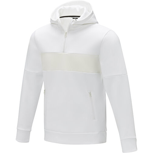 Sayan Kapuzenpullover Mit Halbem Reissverschluss Für Herren , weiss, Strick 85% Polyester, 15% Sorona®, 350 g/m2, Contrast fabric, 280T ripstop  100% Nylon, 72 g/m2, M, , Bild 1