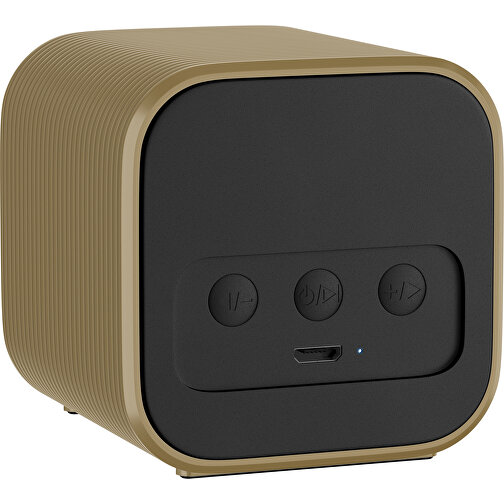 Bluetooth-Lautsprecher Double-Sound , schwarz / gold, ABS Kunststoff, 6,00cm x 6,00cm x 6,00cm (Länge x Höhe x Breite), Bild 2