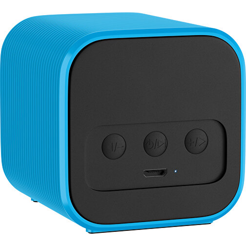 Bluetooth-Lautsprecher Double-Sound , schwarz / himmelblau, ABS Kunststoff, 6,00cm x 6,00cm x 6,00cm (Länge x Höhe x Breite), Bild 2