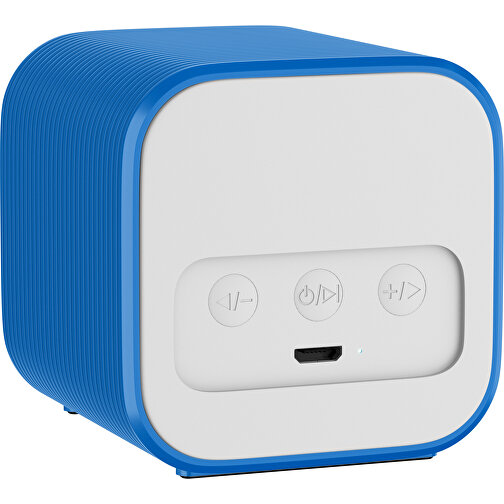 Bluetooth-Lautsprecher Double-Sound , weiß / kobaltblau, ABS Kunststoff, 6,00cm x 6,00cm x 6,00cm (Länge x Höhe x Breite), Bild 2