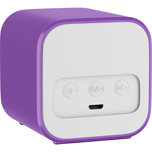 Bluetooth-Lautsprecher Double-Sound , weiß / lavendellila, ABS Kunststoff, 6,00cm x 6,00cm x 6,00cm (Länge x Höhe x Breite), Bild 2
