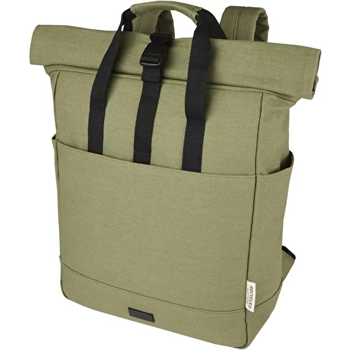 Sac à dos pour ordinateur portable Joey de 15 L en toile recyclée GRS 15 pouces avec dessus enro, Image 1