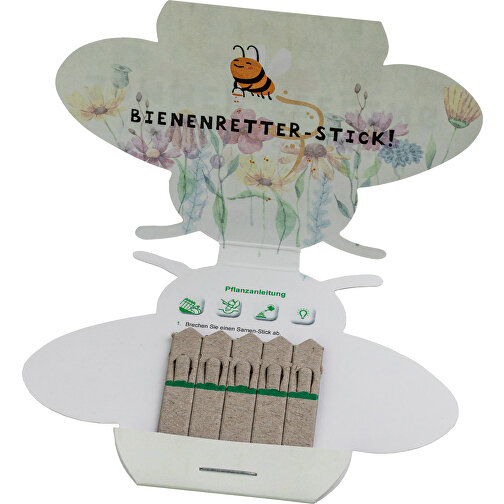 Samen-Stick - Biene - Basilikum , individuell, Papier, Saatgut, 6,70cm x 5,40cm x 9,90cm (Länge x Höhe x Breite), Bild 3