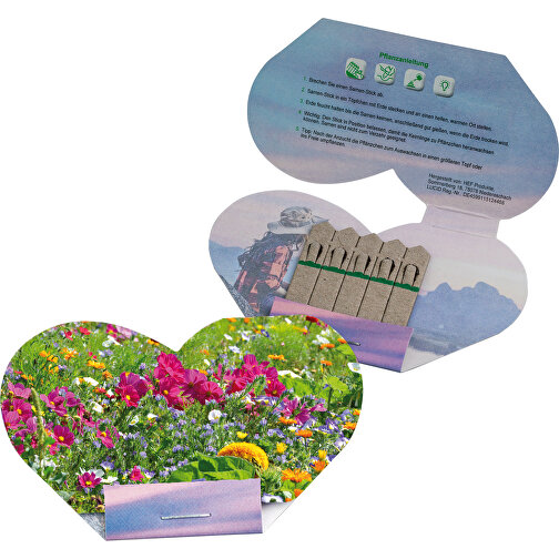 Samen-Stick - Herz - Sommerblumenmischung , individuell, Papier, Saatgut, 4,90cm x 5,40cm x 9,70cm (Länge x Höhe x Breite), Bild 1