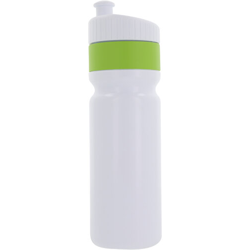 Sportflasche Mit Rand 750ml , weiß / hellgrün, LDPE & PP, 25,00cm (Höhe), Bild 1