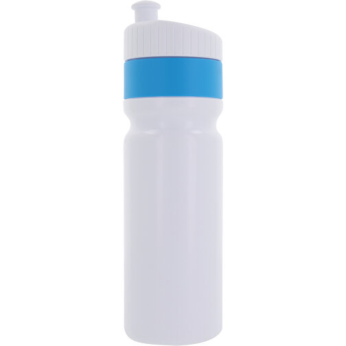 Sportflasche Mit Rand 750ml , weiß / hellblau, LDPE & PP, 25,00cm (Höhe), Bild 1