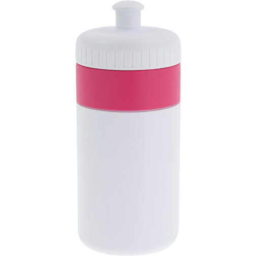 Sportflasche Mit Rand 500ml , weiß / rosé, LDPE & PP, 17,00cm (Höhe), Bild 1