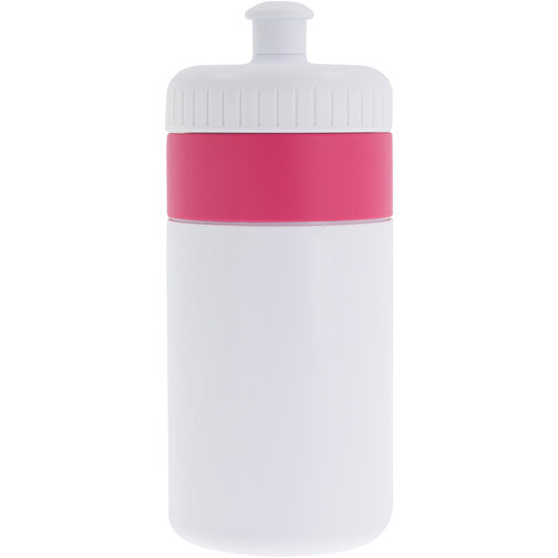 Sportflasche Mit Rand 500ml , weiß / rosé, LDPE & PP, 17,00cm (Höhe), Bild 2