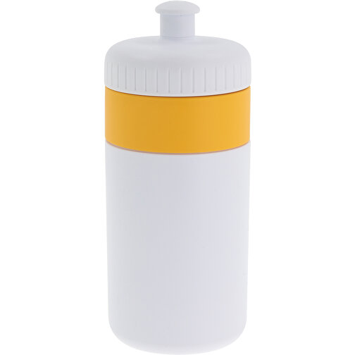Sportflasche Mit Rand 500ml , weiß / gelb, LDPE & PP, 17,00cm (Höhe), Bild 1