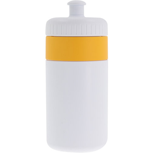 Sportflasche Mit Rand 500ml , weiß / gelb, LDPE & PP, 17,00cm (Höhe), Bild 2