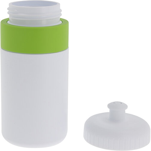 Sportflasche Mit Rand 500ml , weiß / hellgrün, LDPE & PP, 17,00cm (Höhe), Bild 3