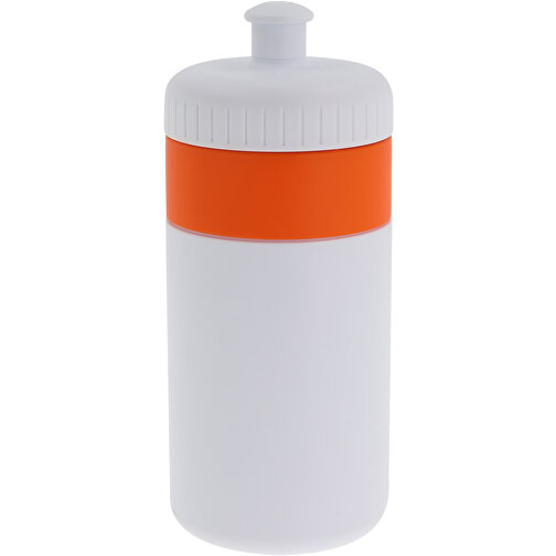 Sportflasche Mit Rand 500ml , weiß / orange, LDPE & PP, 17,00cm (Höhe), Bild 1
