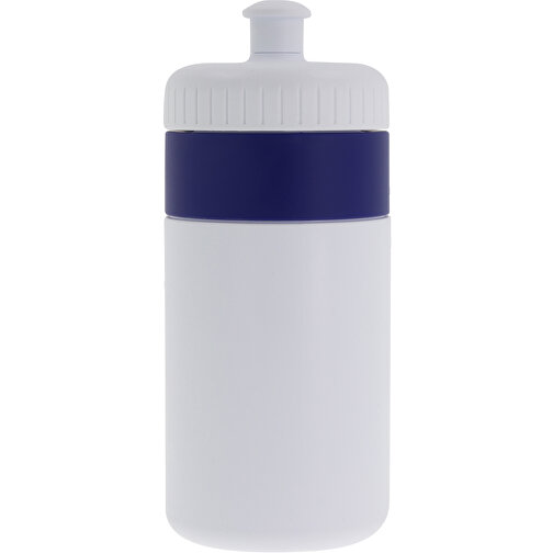 Sportflasche Mit Rand 500ml , weiss / dunkelblau, LDPE & PP, 17,00cm (Höhe), Bild 2