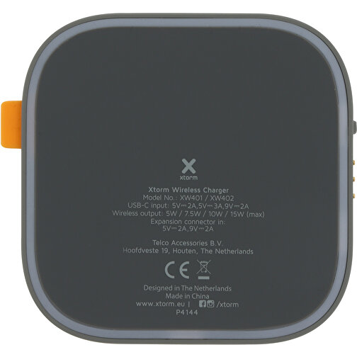 Xtorm Solo Wireless Charger 15W , grau, ABS, 8,00cm x 1,00cm x 8,00cm (Länge x Höhe x Breite), Bild 4