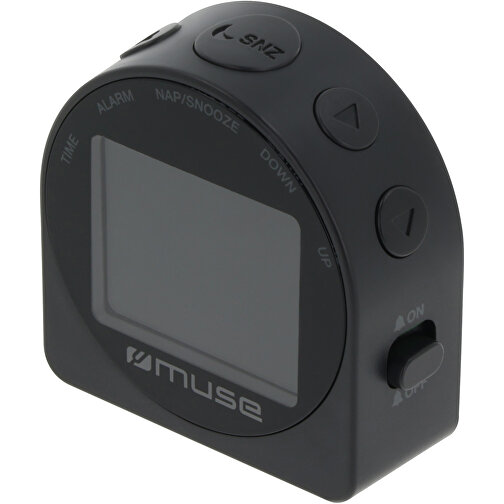 M-09 C | Muse Travel Alarm Clock , schwarz, ABS, 6,20cm x 6,20cm x 2,50cm (Länge x Höhe x Breite), Bild 1