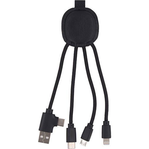 4000 | Xoopar Iné Smart Charging Cable With NFC , schwarz, Recyceltes Leder, 14,50cm x 1,00cm x 24,00cm (Länge x Höhe x Breite), Bild 2