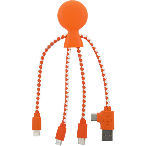 2081 | Xoopar Mr. Bio Charging Cable , orange, Recycled plastic, 20,00cm x 1,00cm x 7,50cm (Länge x Höhe x Breite), Bild 1