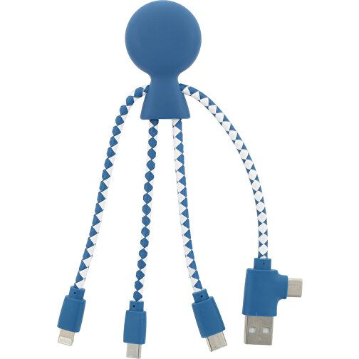 2081 | Xoopar Mr. Bio Charging Cable , blau, Recycled plastic, 20,00cm x 1,00cm x 7,50cm (Länge x Höhe x Breite), Bild 1