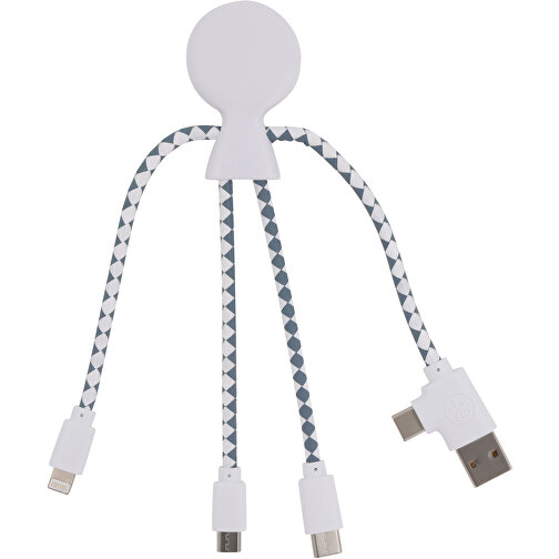 2081 | Xoopar Mr. Bio Charging Cable , weiß, Recycled plastic, 20,00cm x 1,00cm x 7,50cm (Länge x Höhe x Breite), Bild 1