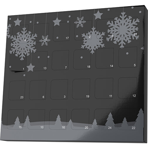XS Adventskalender Winterlandschaft , M&M\'s, schwarz / dunkelgrau, Vollkartonhülle, weiss, 1,60cm x 12,00cm x 14,00cm (Länge x Höhe x Breite), Bild 1