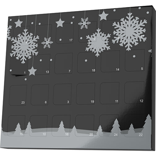 XS Adventskalender Winterlandschaft , M&M\'s, schwarz / silber, Vollkartonhülle, weiss, 1,60cm x 12,00cm x 14,00cm (Länge x Höhe x Breite), Bild 1