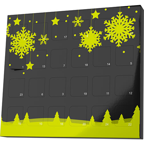 XS Adventskalender Winterlandschaft , M&M\'s, schwarz / hellgrün, Vollkartonhülle, weiss, 1,60cm x 12,00cm x 14,00cm (Länge x Höhe x Breite), Bild 1