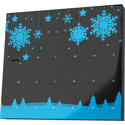 XS Adventskalender Winterlandschaft , M&M\'s, schwarz / himmelblau, Vollkartonhülle, weiss, 1,60cm x 12,00cm x 14,00cm (Länge x Höhe x Breite), Bild 1