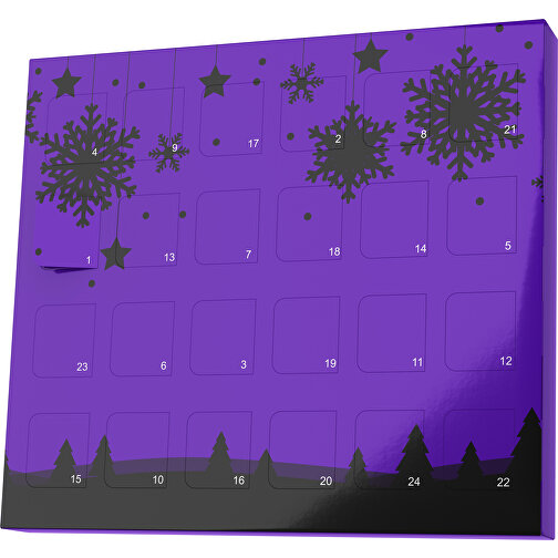 XS Adventskalender Winterlandschaft , Brandt, violet / schwarz, Vollkartonhülle, weiss, 1,60cm x 12,00cm x 14,00cm (Länge x Höhe x Breite), Bild 1