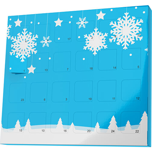 XS Adventskalender Winterlandschaft , Brandt, himmelblau / weiß, Vollkartonhülle, weiß, 1,60cm x 12,00cm x 14,00cm (Länge x Höhe x Breite), Bild 1