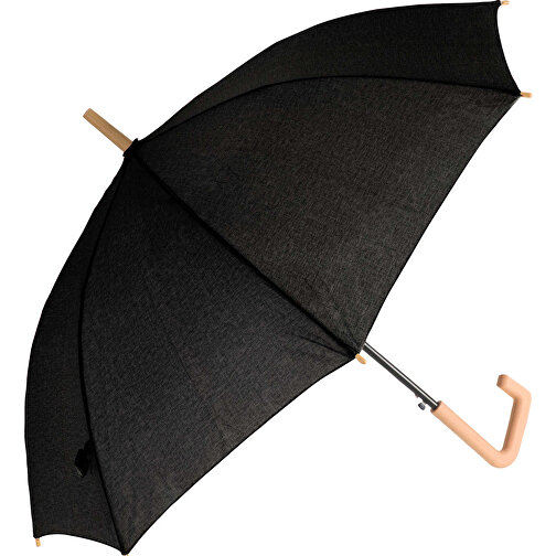 23” Regenschirm Aus R-PET-Material Mit Automatiköffnung , schwarz, R-PET & wood, 58,00cm x 4,00cm x 11,50cm (Länge x Höhe x Breite), Bild 1