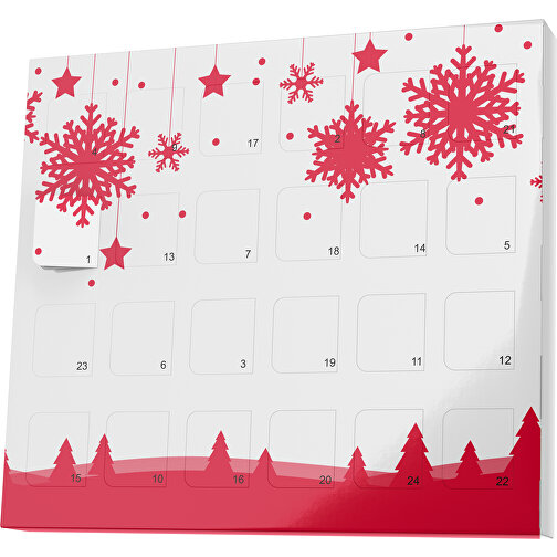 XS Adventskalender Winterlandschaft , Brandt, weiß / dunkelrot, Vollkartonhülle, weiß, 1,60cm x 12,00cm x 14,00cm (Länge x Höhe x Breite), Bild 1