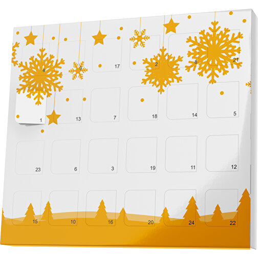 XS Adventskalender Winterlandschaft , Brandt, weiß / kürbisorange, Vollkartonhülle, weiß, 1,60cm x 12,00cm x 14,00cm (Länge x Höhe x Breite), Bild 1