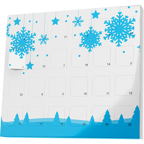 XS Adventskalender Winterlandschaft , M&M\'s, weiß / himmelblau, Vollkartonhülle, weiß, 1,60cm x 12,00cm x 14,00cm (Länge x Höhe x Breite), Bild 1