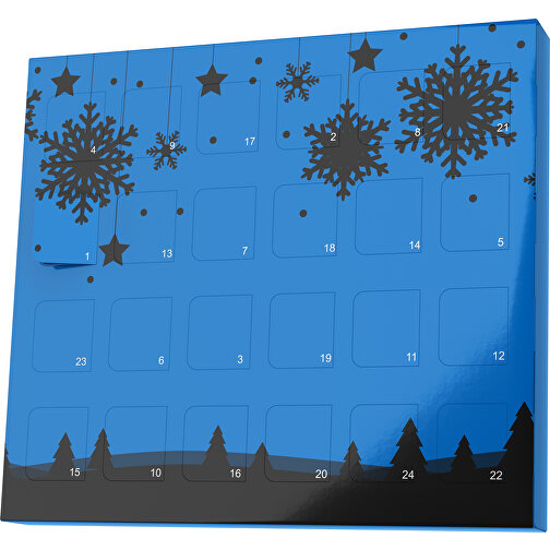 XS Adventskalender Winterlandschaft , Brandt, kobaltblau / schwarz, Vollkartonhülle, weiß, 1,60cm x 12,00cm x 14,00cm (Länge x Höhe x Breite), Bild 1