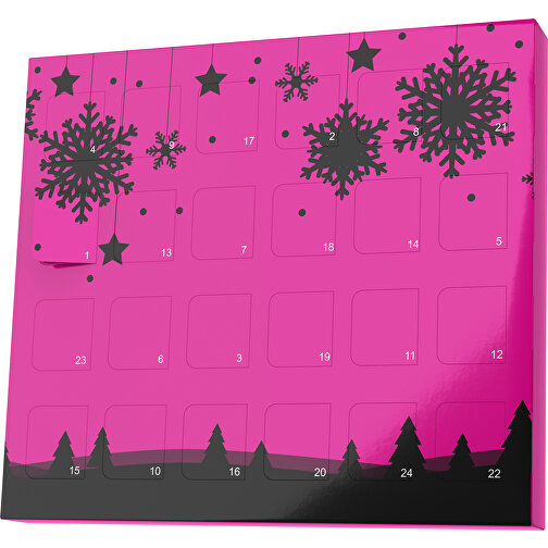 XS Adventskalender Winterlandschaft , Brandt, pink / schwarz, Vollkartonhülle, weiss, 1,60cm x 12,00cm x 14,00cm (Länge x Höhe x Breite), Bild 1