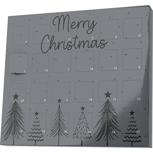 XS Adventskalender Merry Christmas Tanne , Brandt, dunkelgrau / schwarz, Vollkartonhülle, weiss, 1,60cm x 12,00cm x 14,00cm (Länge x Höhe x Breite), Bild 1