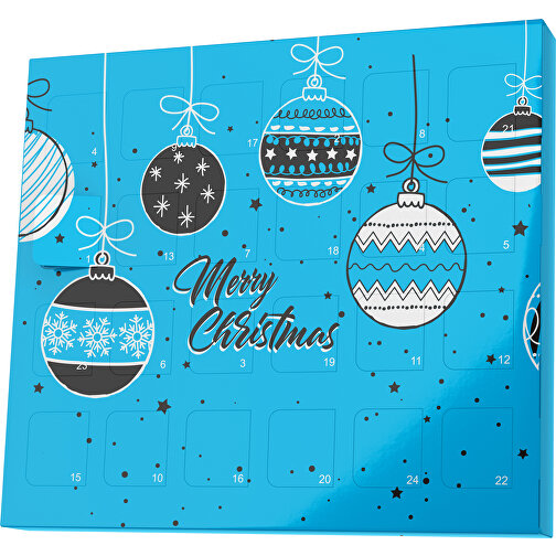 XS Adventskalender Weihnachtskugeln , M&M\'s, himmelblau / schwarz, Vollkartonhülle, weiß, 1,60cm x 12,00cm x 14,00cm (Länge x Höhe x Breite), Bild 1