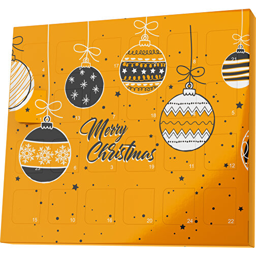 XS Adventskalender Weihnachtskugeln , M&M\'s, gelborange / schwarz, Vollkartonhülle, weiß, 1,60cm x 12,00cm x 14,00cm (Länge x Höhe x Breite), Bild 1