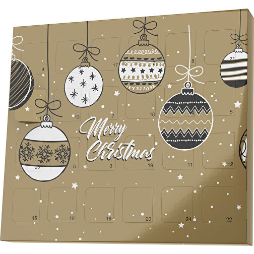 XS Adventskalender Weihnachtskugeln , M&M\'s, gold / weiß, Vollkartonhülle, weiß, 1,60cm x 12,00cm x 14,00cm (Länge x Höhe x Breite), Bild 1