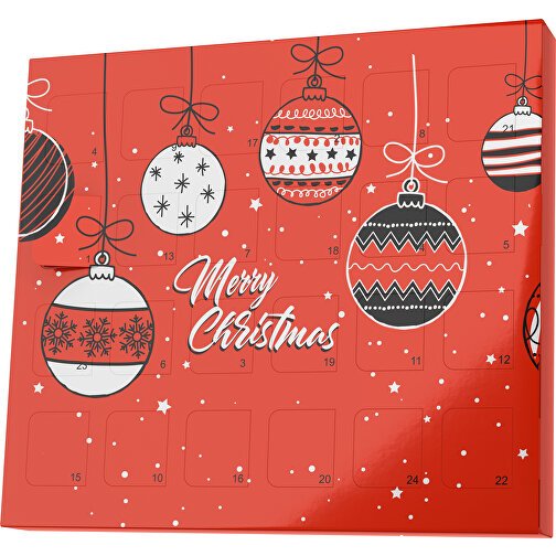 XS Adventskalender Weihnachtskugeln , M&M\'s, rot / weiss, Vollkartonhülle, weiss, 1,60cm x 12,00cm x 14,00cm (Länge x Höhe x Breite), Bild 1