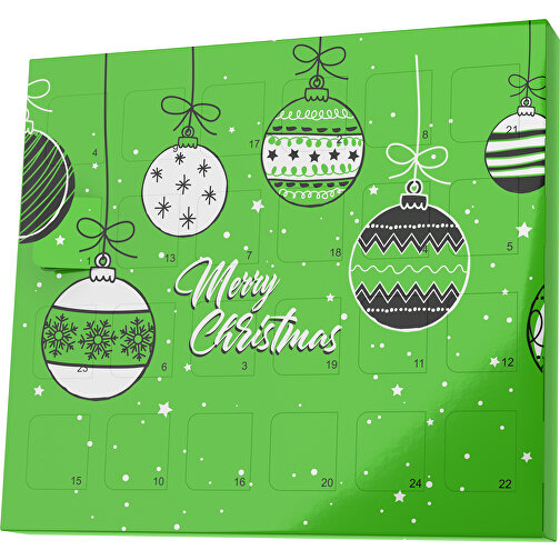 XS Adventskalender Weihnachtskugeln , M&M\'s, grasgrün / weiss, Vollkartonhülle, weiss, 1,60cm x 12,00cm x 14,00cm (Länge x Höhe x Breite), Bild 1