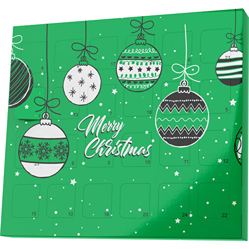 XS Adventskalender Weihnachtskugeln , M&M\'s, grün / weiß, Vollkartonhülle, weiß, 1,60cm x 12,00cm x 14,00cm (Länge x Höhe x Breite), Bild 1